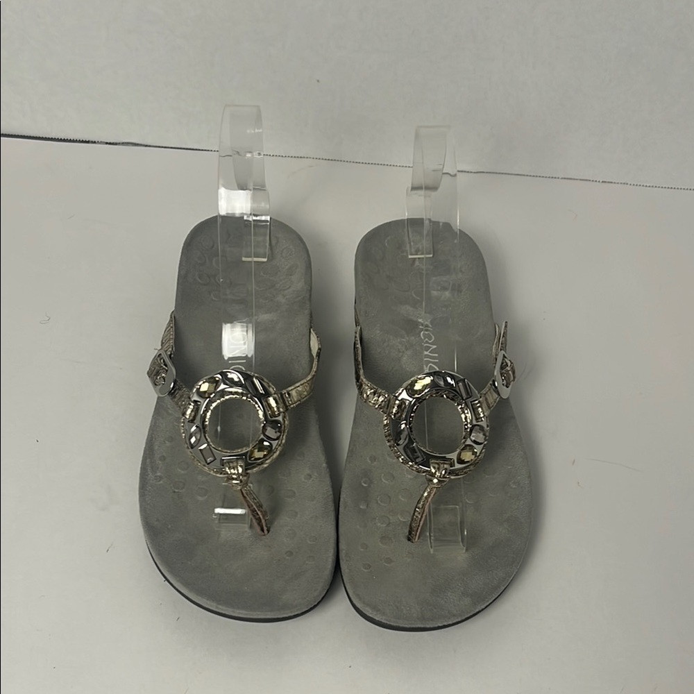 Vionic Ricci Jeweled Orthopedic Comfort Sandal Flip Flop Womens 9 in Silver‎